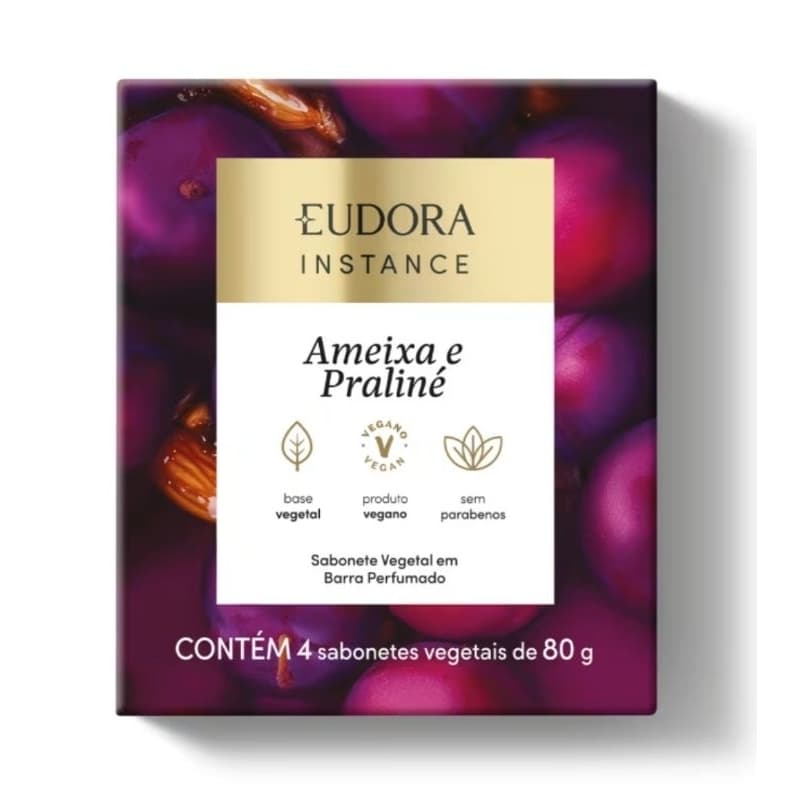 Sabonete Vegetal em Barra Perfumado Instance Ameixa e Praliné 4x80g