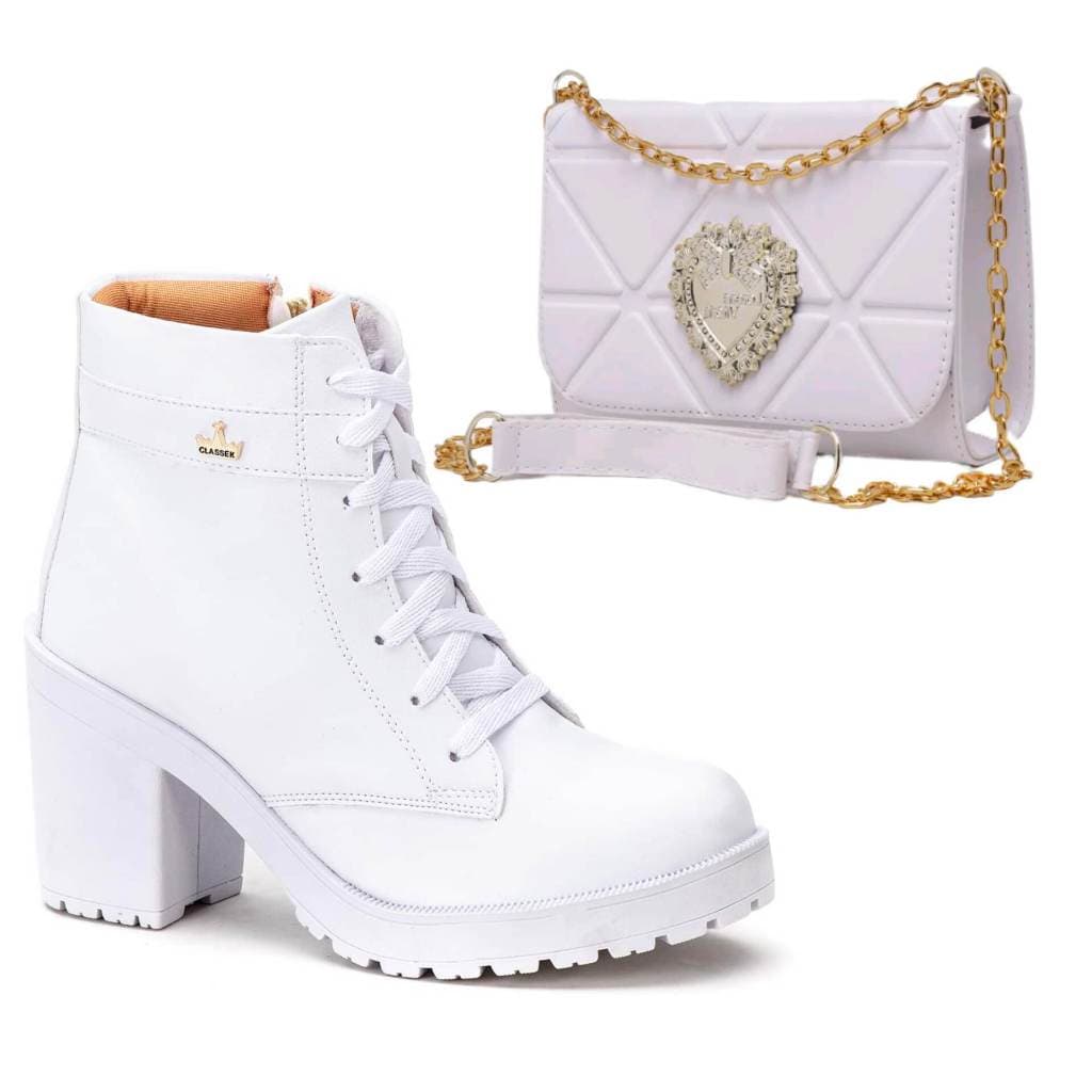 Kit Bota Coturno Tratorado e Bolsa Baladinha Várias Cores Envio Imediato