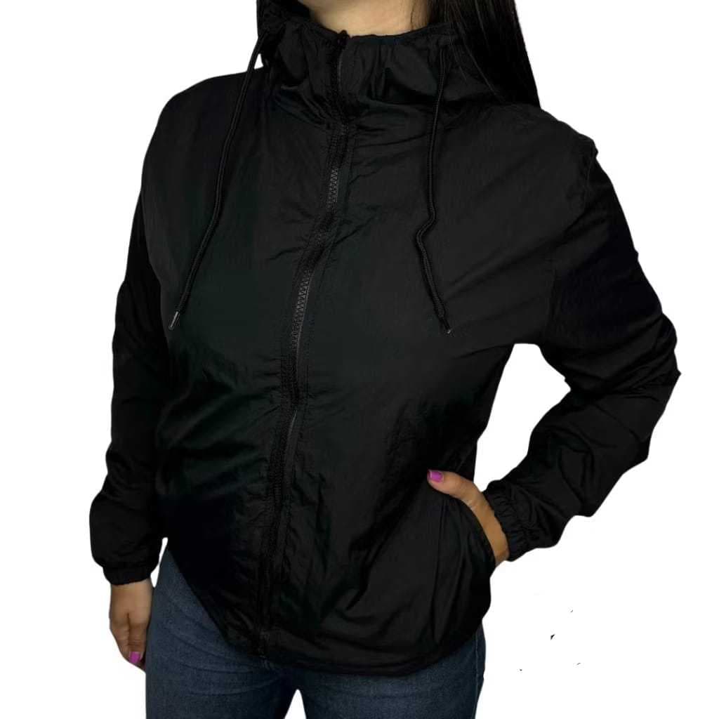 Jaqueta Corta Vento Feminino Preto ,Academia,Treino,Leve Secagem Rapida