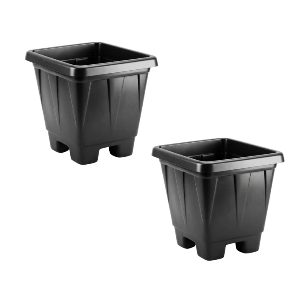 Kit 3 Vasos Quadrados Preto Grande 16lt Horta Planta Casa Jardim Mudas