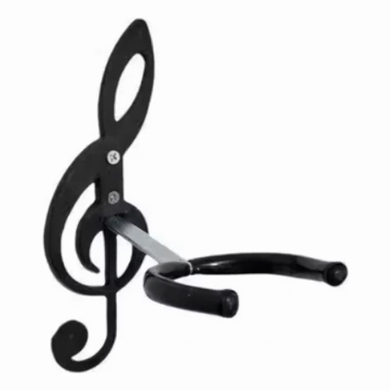 Suporte de violão PRETO para Violão, Guitarra, Ukulele, Baixo – Design Clave de Sol 𝄞