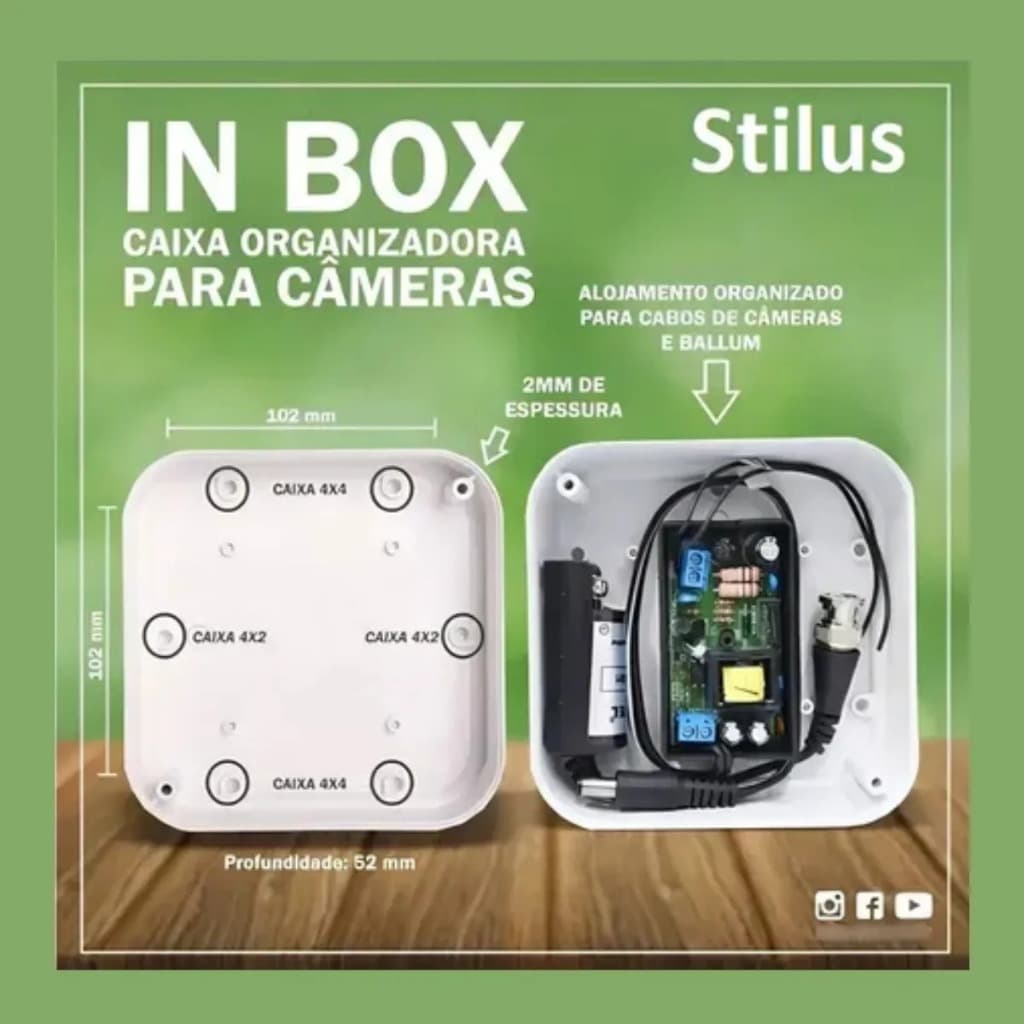 KIT 4 Un Caixa De Passagem Preto Branco Camera De Proteção Sobrepor Cftv