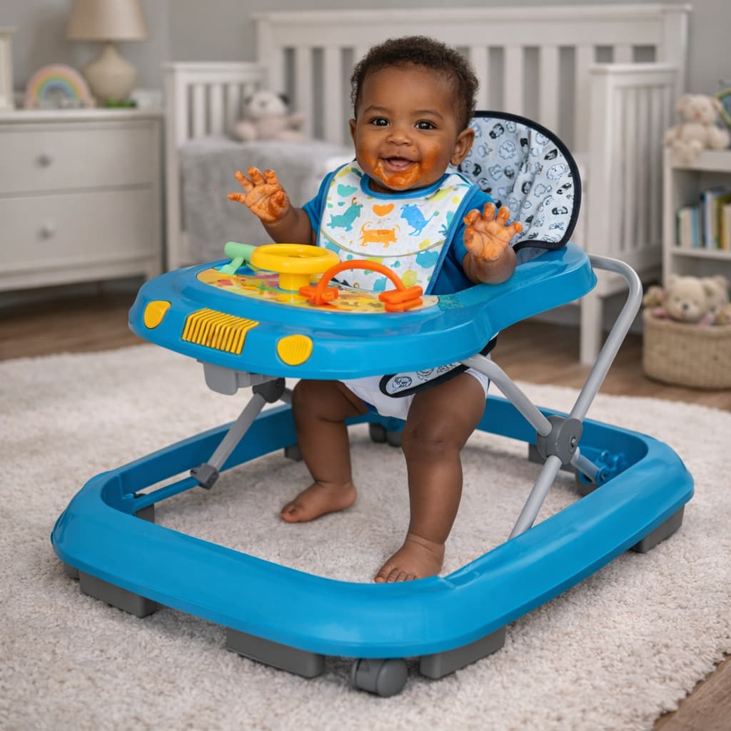 Andador Infantil Assento Acolchoado Safari II Musical Bebê Com Regulagem Tutti Baby