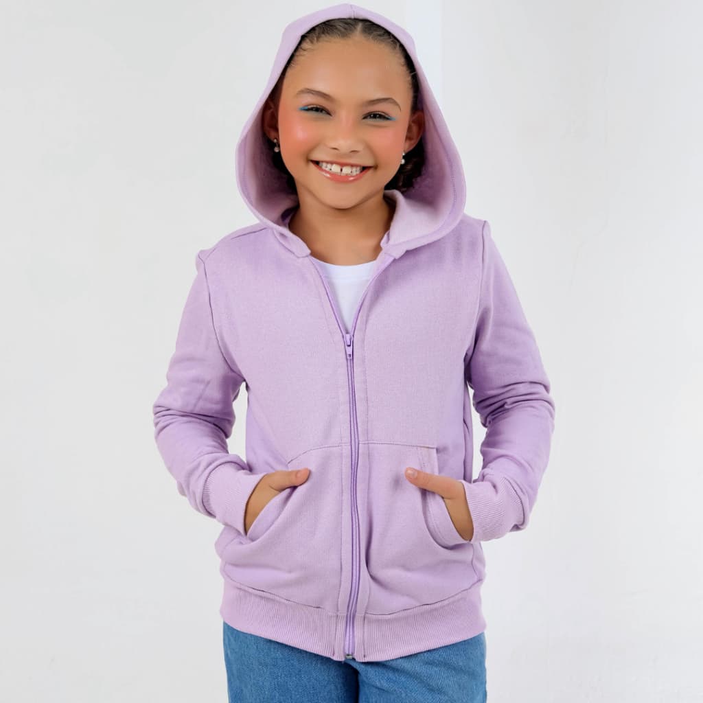 Casaco Moletom Menina - 2/4/6/8 - Flanelado de Capuz INFANTIL