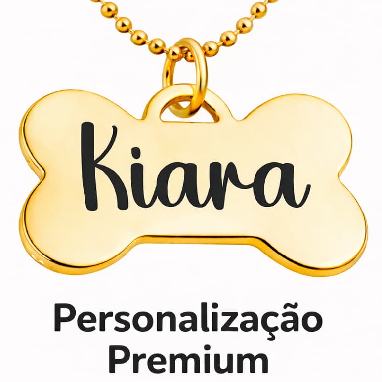 Kit Plaquinha Pet Personalizada com Nome e Telefone | Pingente Premium para Cachorro e Gato