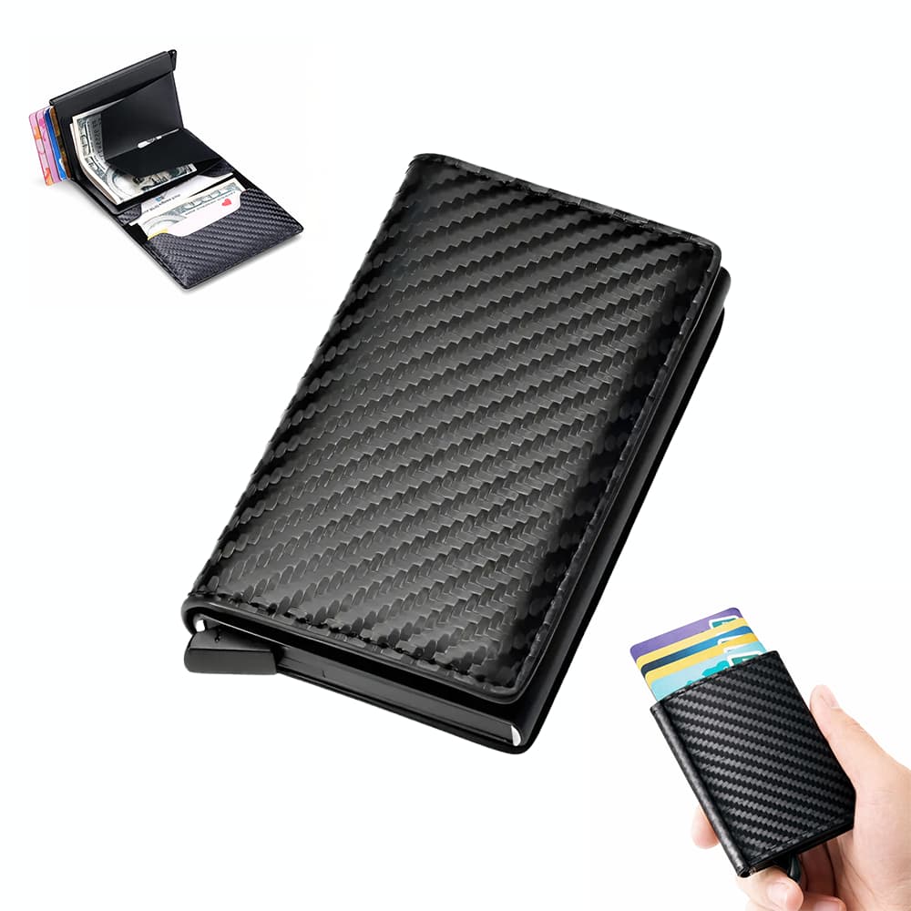 Carteira Ejetora Automática Slim Fibra De Carbono