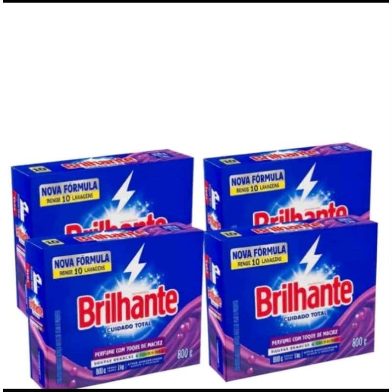 5 Caixas Sabão Lava Roupas em Pó Brilhante 800g