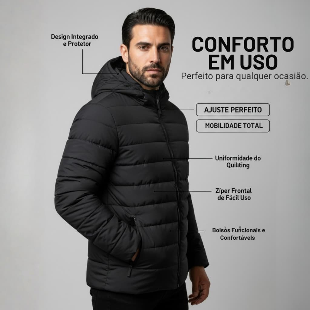 Jaqueta Puffer Bobojaco Corta Vento Nylon Frio Reforçada Unissex