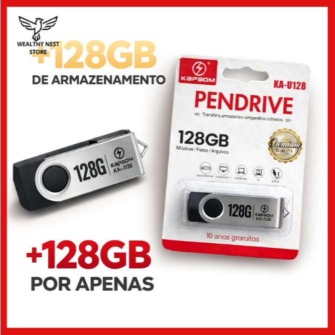 Pen Drive Kapbom USB 2.0 Alta Velocidade – Armazenamento de Dados, Fotos e Músicas – Portátil E Compacto