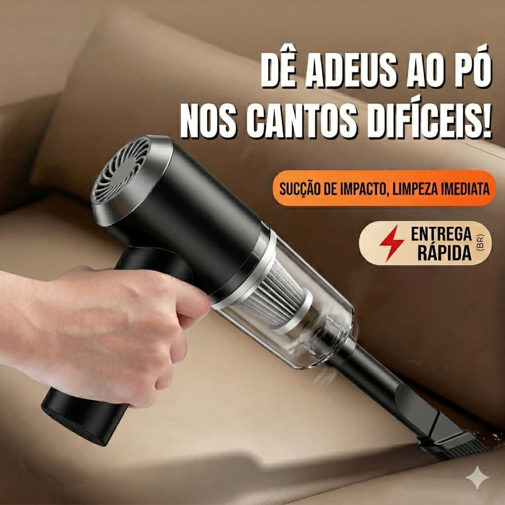 Mini Aspirador de Pó Portátil 6000Pa Sem Fio Recarregável USB 3 em 1 Potente para Carro Casa Sofá Teclado Limpeza Rápida
