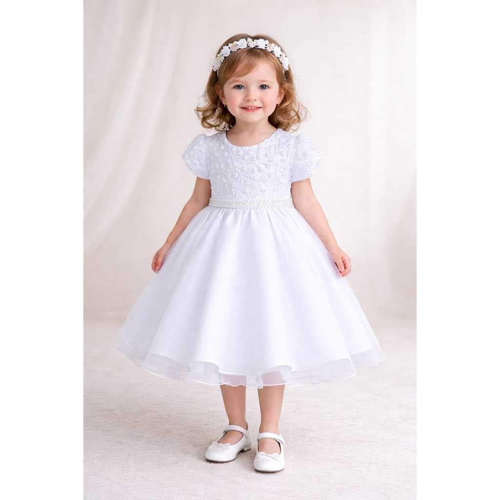 vestido infantil bebe batizado festa daminha casamento saia rodada manga princesa