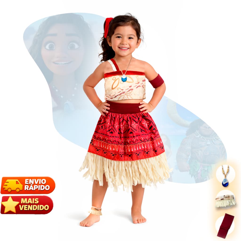 Fantasia Infantil menina Moana filme 2 LUXO carnaval festa de aniversário