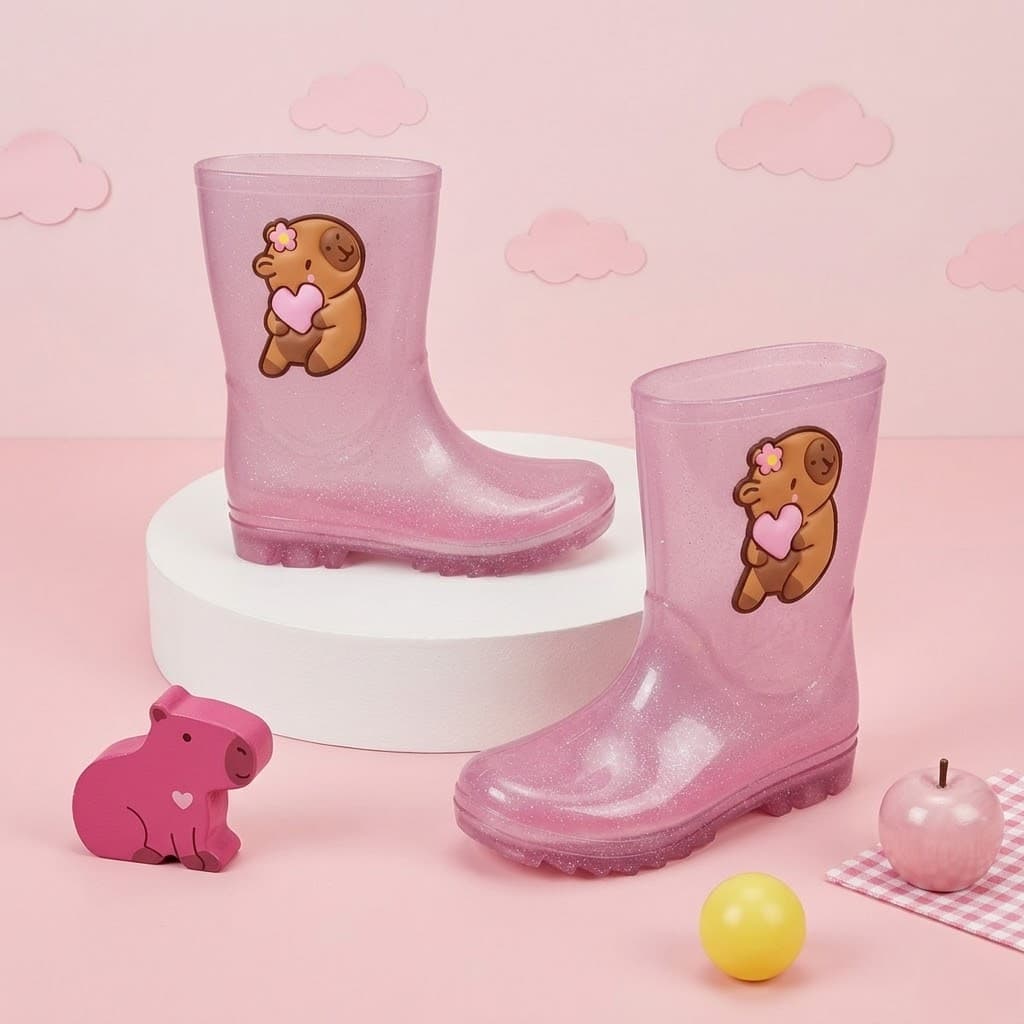 Galocha Menina Infantil Botinha Feminina Para Chuva Antiderrapante Leve Confortável 