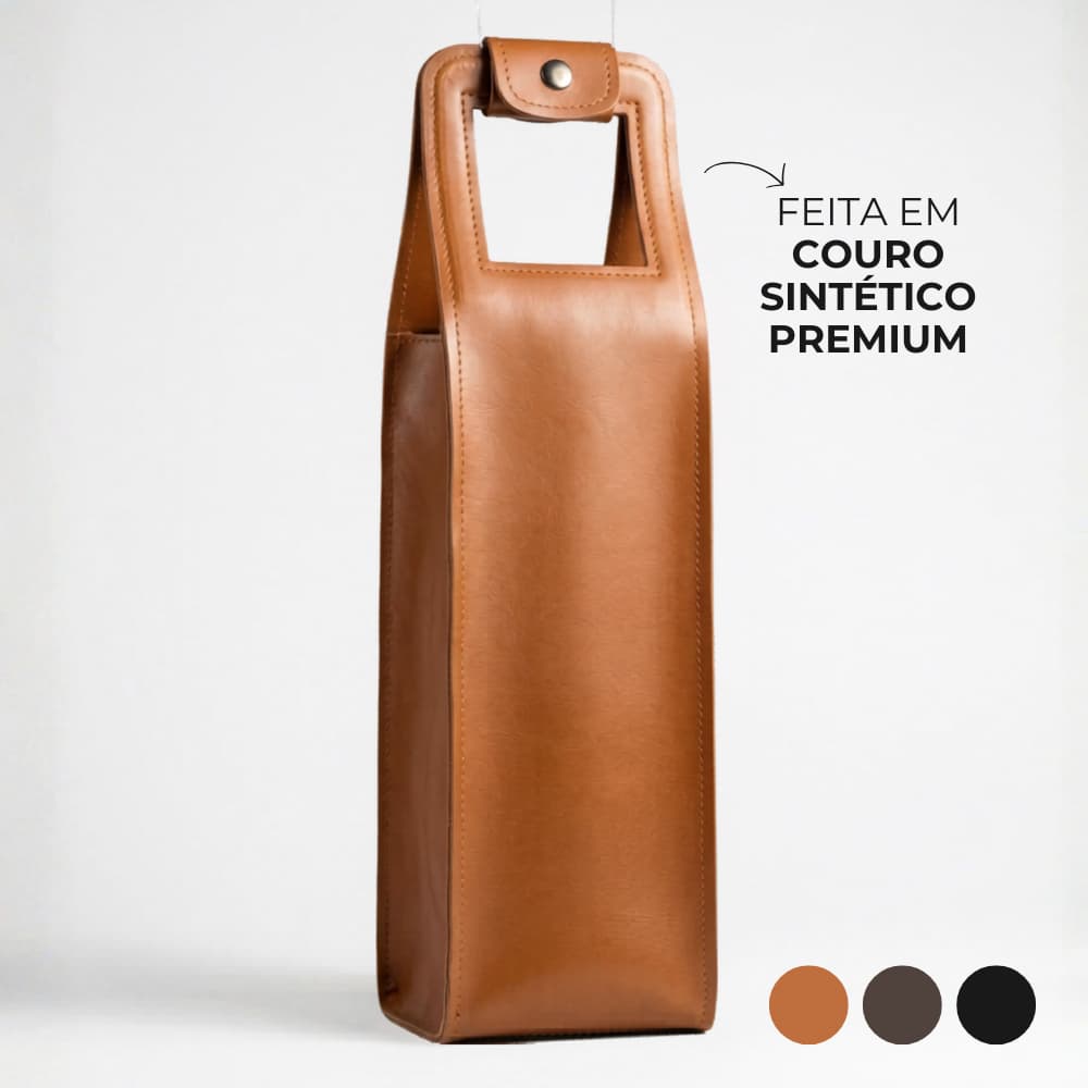 Bolsa de Vinho Presente Luxo Couro Sintético Wine Bag | 1 Garrafa