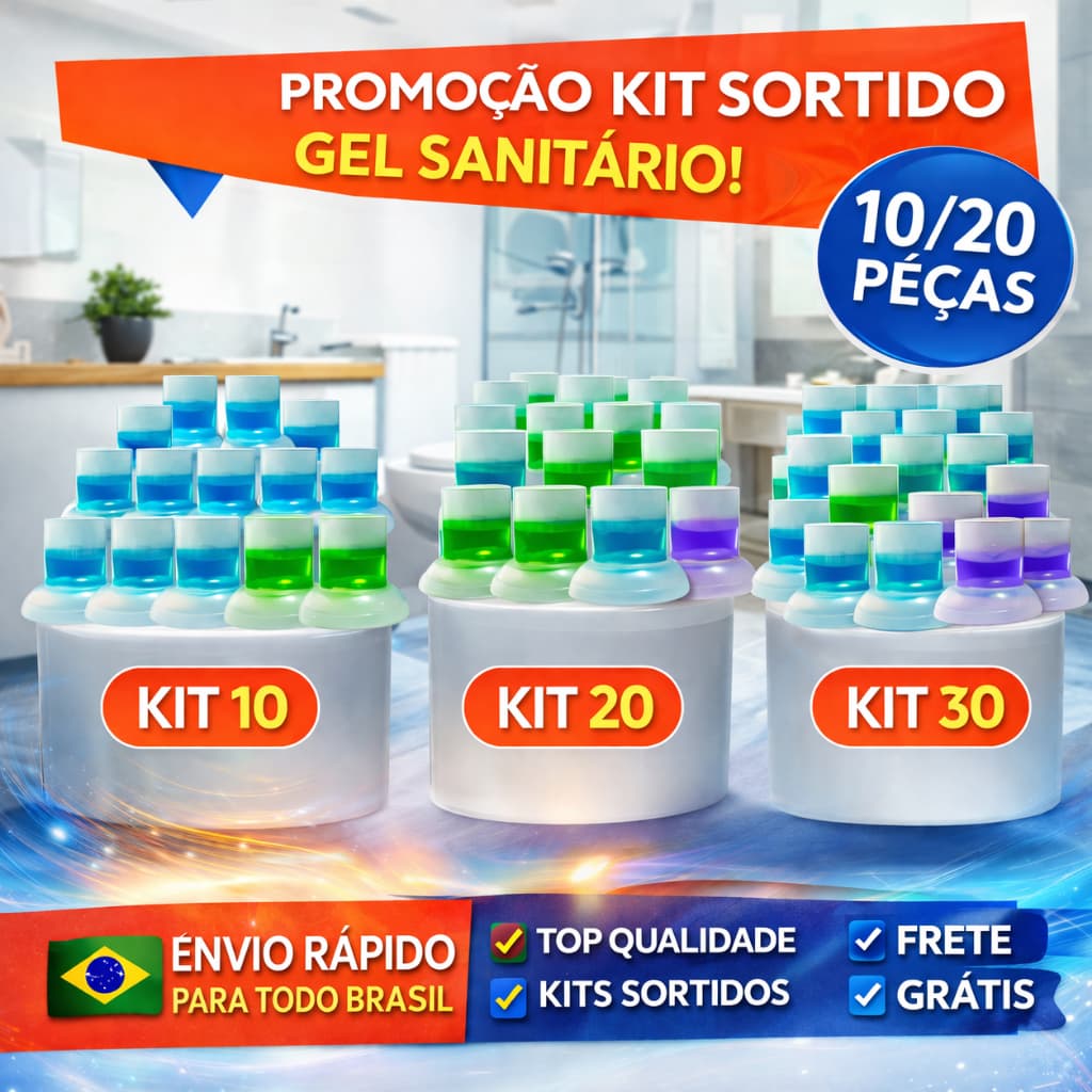 Kit 10 / 20 / 30 Gel Sanitário Aplicador individual Adesivo Higiene e Limpeza Banheiro Fragrância