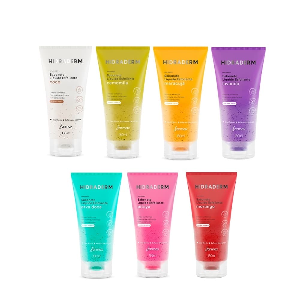 Farmax Sabonete Esfoliante Líquido Corporal Hidraderm - 180ml
