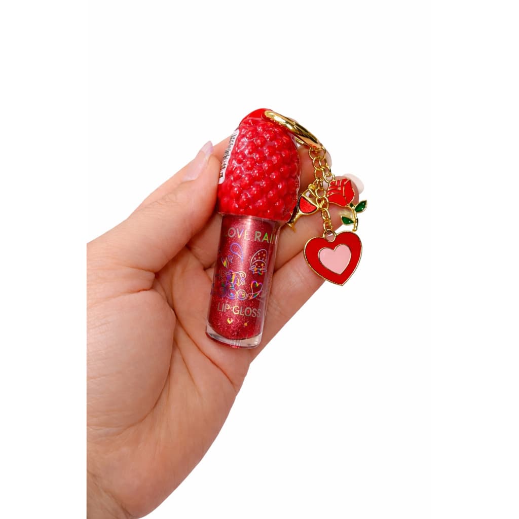 Gloss Labial de Morango com Chaveiro | Lip Gloss Hidratante Labial