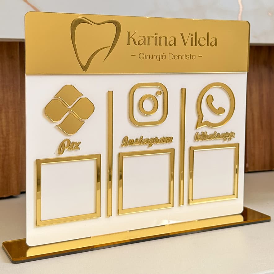 Placa Pix 3 QR Codes Personalizada com LOGO – Ideal para Comércio, Clínica, Escritório e Salão
