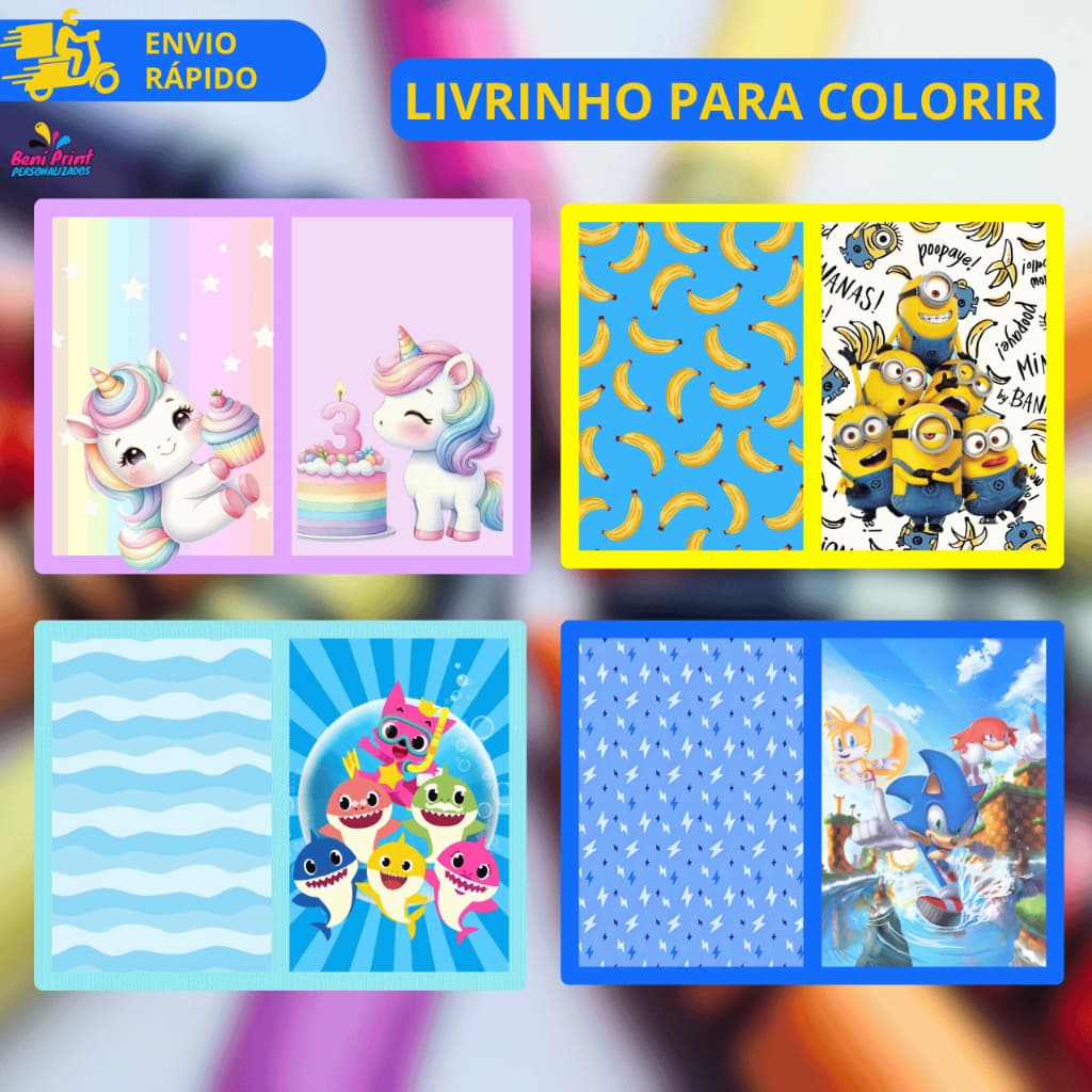 Livrinho Para Colorir Infantil l Lembrancinhas e Brindes l Aniversários l Vários Temas - Envio Rápida
