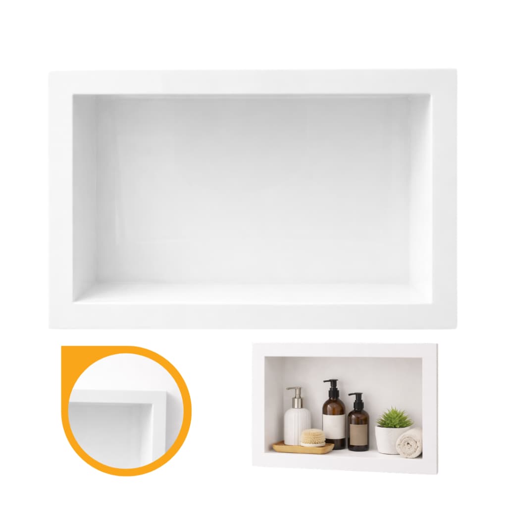Nicho de Parede Sobrepor 28x40 Banheiro Acabamento Gloss Plástico de Engenharia Metasul