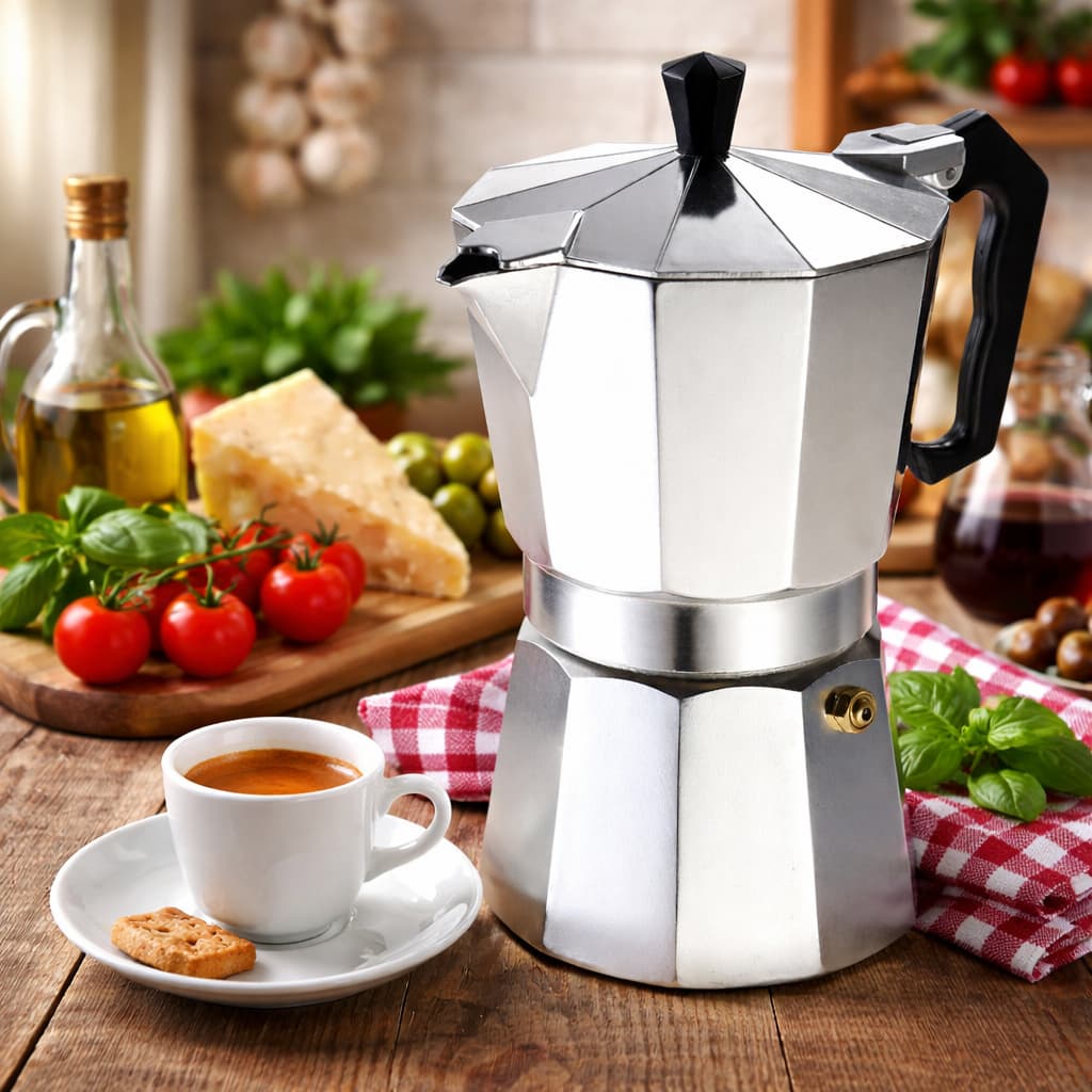 Cafeteira Italiana Faz Até 9 Xicaras Café Expresso Moka Manual em Aço Inox Gourmet Luxo