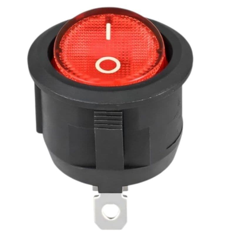 Chave Gangorra 20mm ON/OFF com LED Vermelho Interruptor Redondo KCD1-101