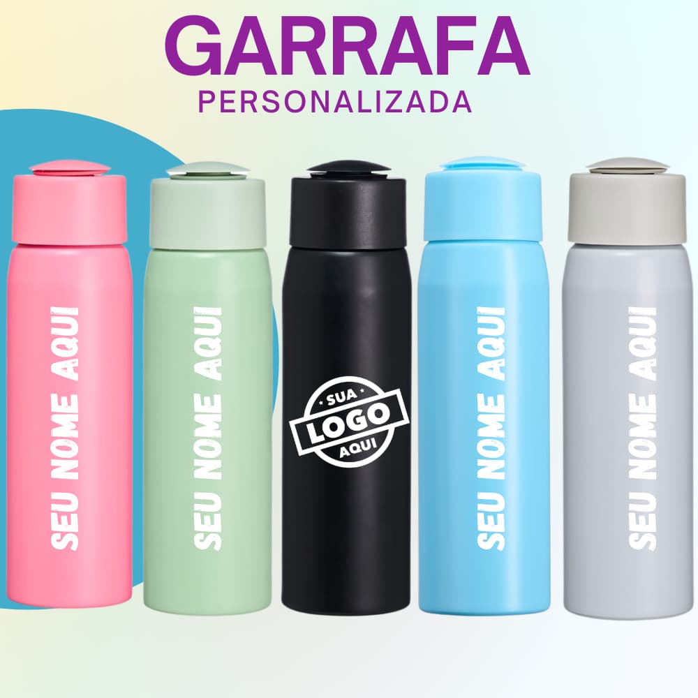 Garrafa 600ml Com Alsa Para Transporte, Personalizada , Logo Nome E Profissões
