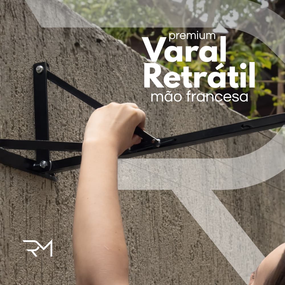 VARAL RETRATIL DE PAREDE MURO MÃO FRANCESA