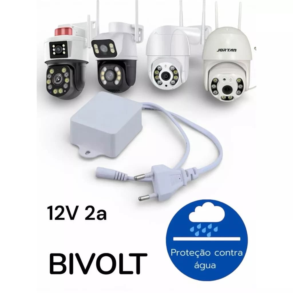 Fonte de Alimentação 12V 2A Bivolt para Câmera de Segurança