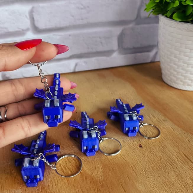 Chaveiro Minecraft Dragão Enderdragon articulado lembrancinhas temático colorido Personagem Aniversário Crianças