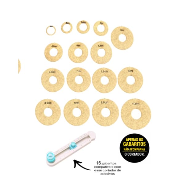 16 Gabaritos para Corte de Adesivos Tags Redondos em mdf até 10cm