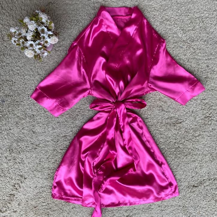 Robe cetim pink sem bordado