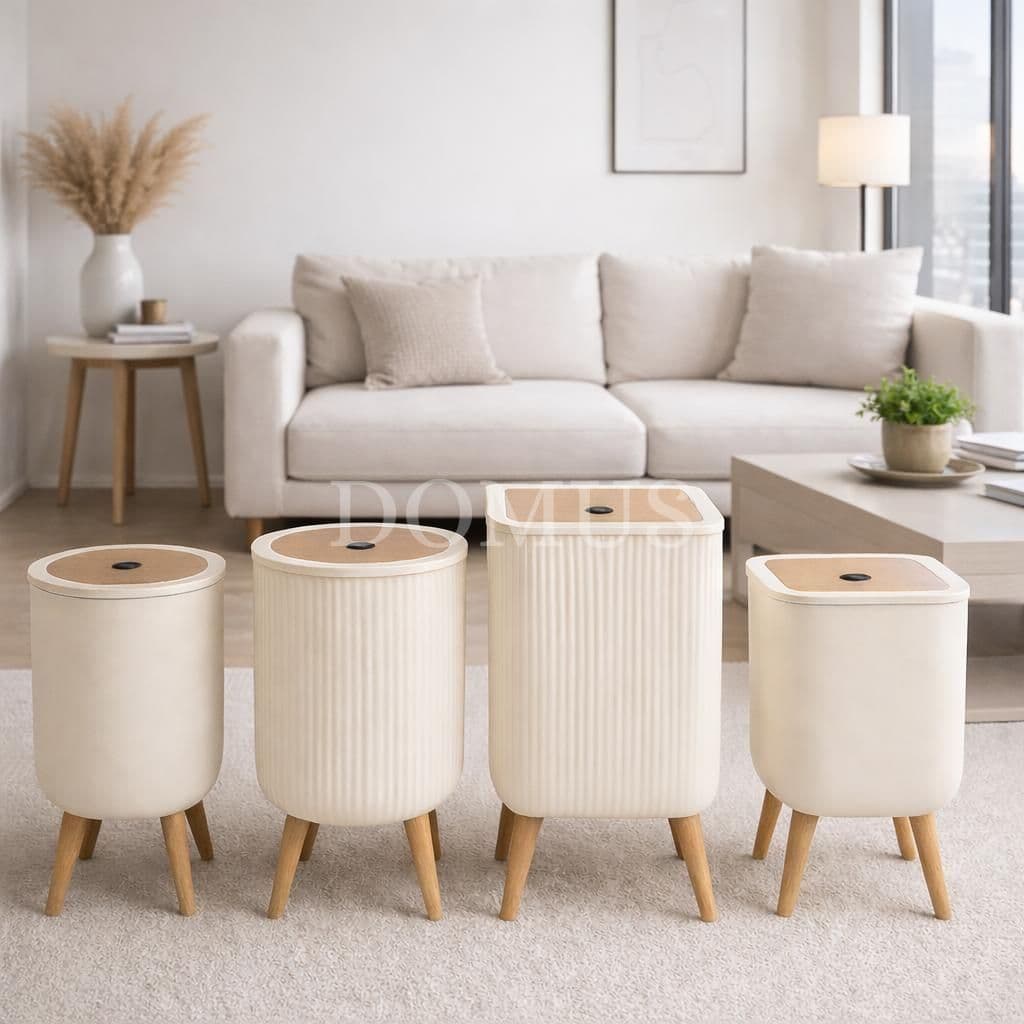 Lixeira Pé de Madeira Com Tampa Click de Pressão Tipo Moderna Chic Penteadeira/Escritório/Banheiro