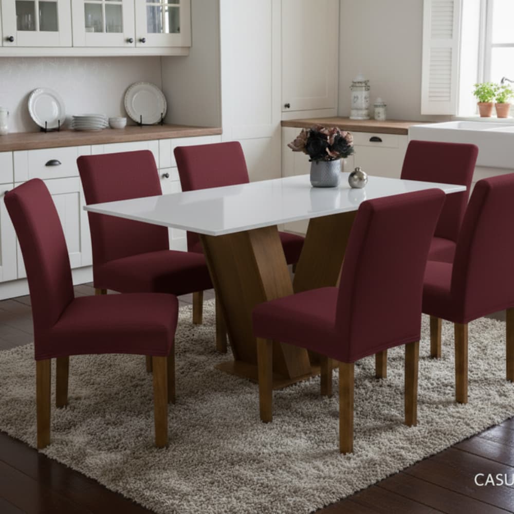 Capas de cadeira de jantar  kit 4/6 ou avulsa em malha gel 100% poliester