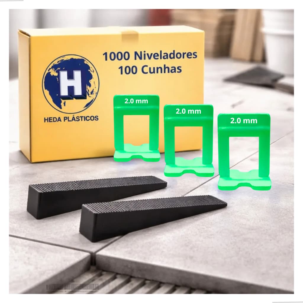 1000 Niveladores de Piso Porcelanato 2mm +100 Cunhas Slim material novo