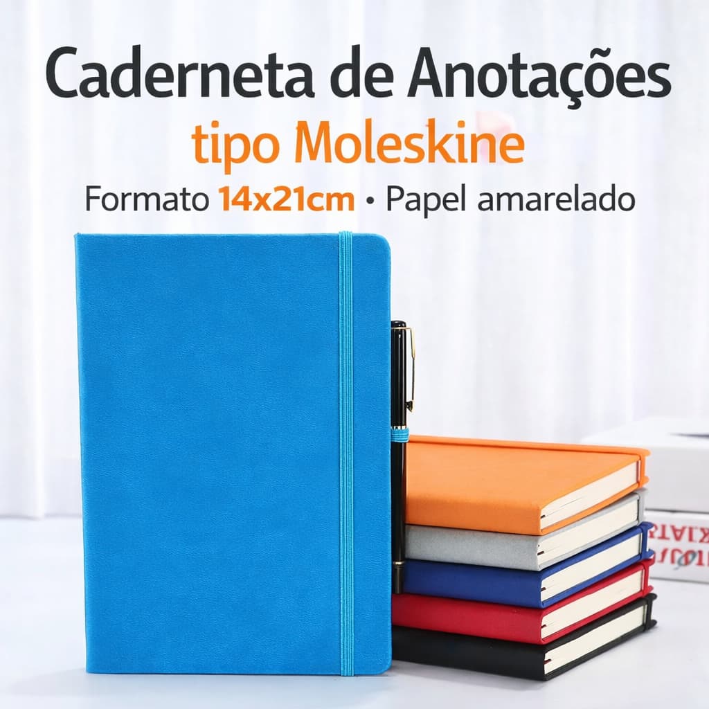 Caderneta 21x14cm SKETCHBOOK de Anotações tipo Moleskine GRANDE Emborrachado-Entrega Rápida