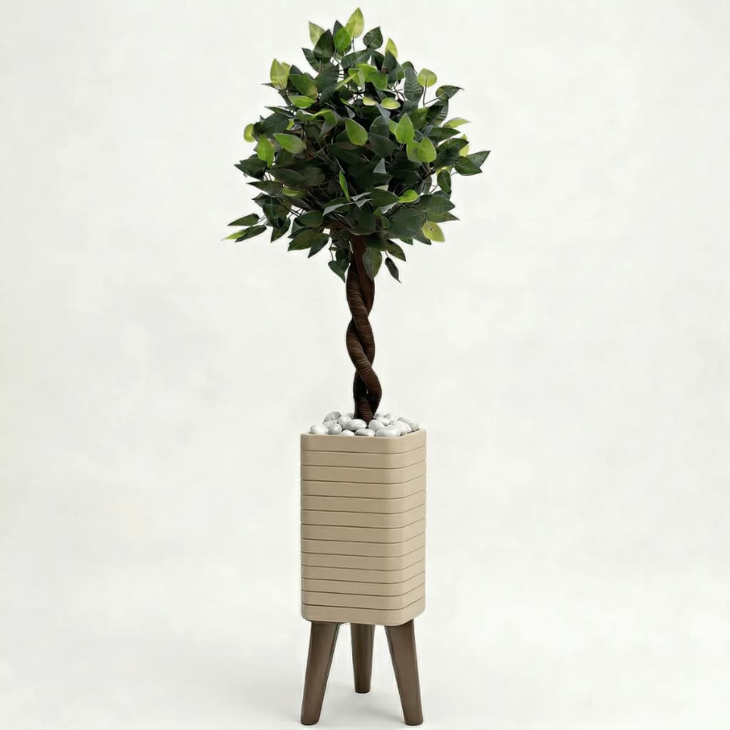 Planta Artificial Completa Com Vaso Tripé Decoração Sala Enfeite Casa Quarto Escritório