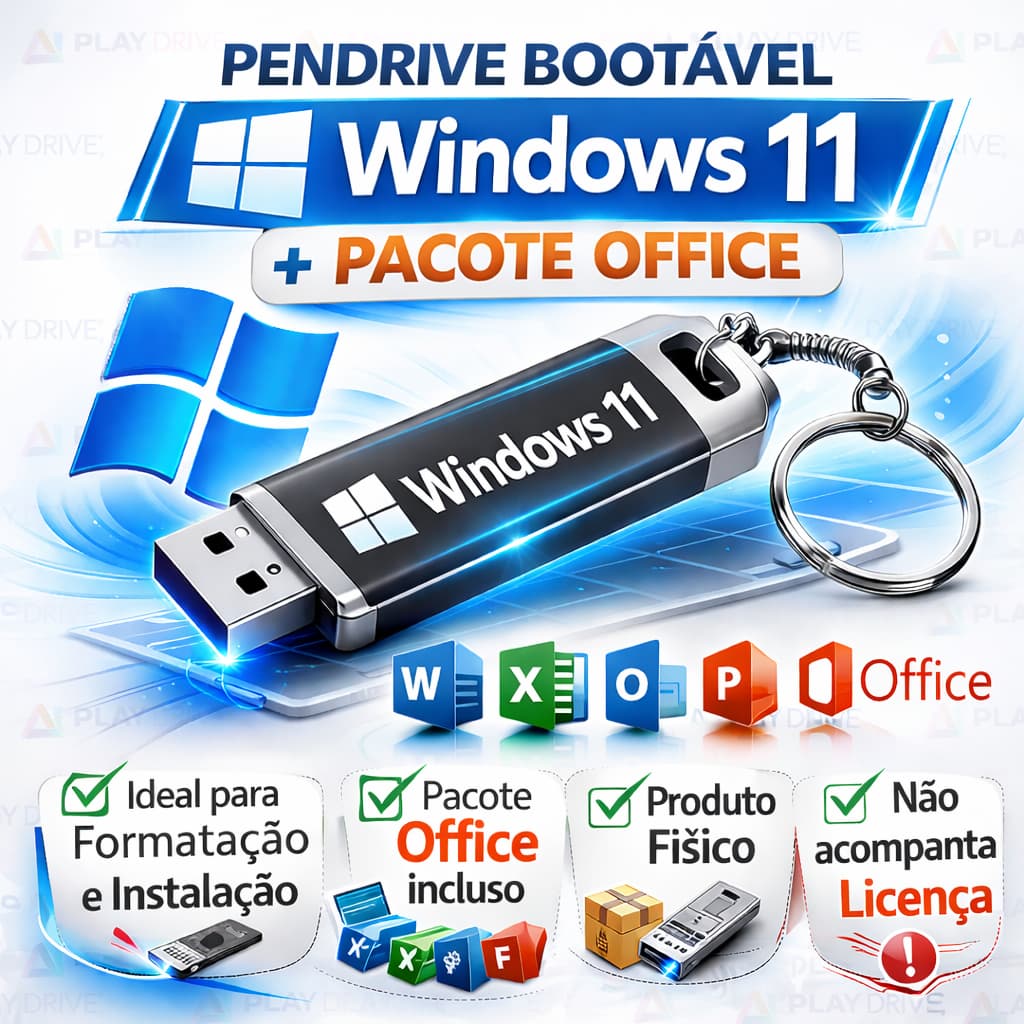WINDOWS 11 - 25H2 -PEN DRIVE BOOTÁVEL  + Office + Ativação Vitalícia