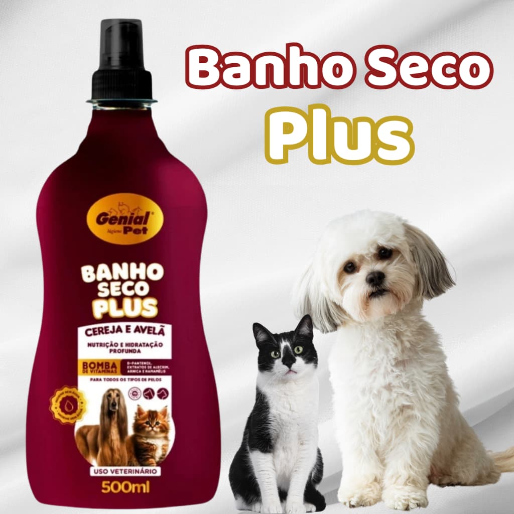 Banho a Seco Cereja e Avelã para Cachorro e Gato Genial Pet - 500 ml - Envio Imediato