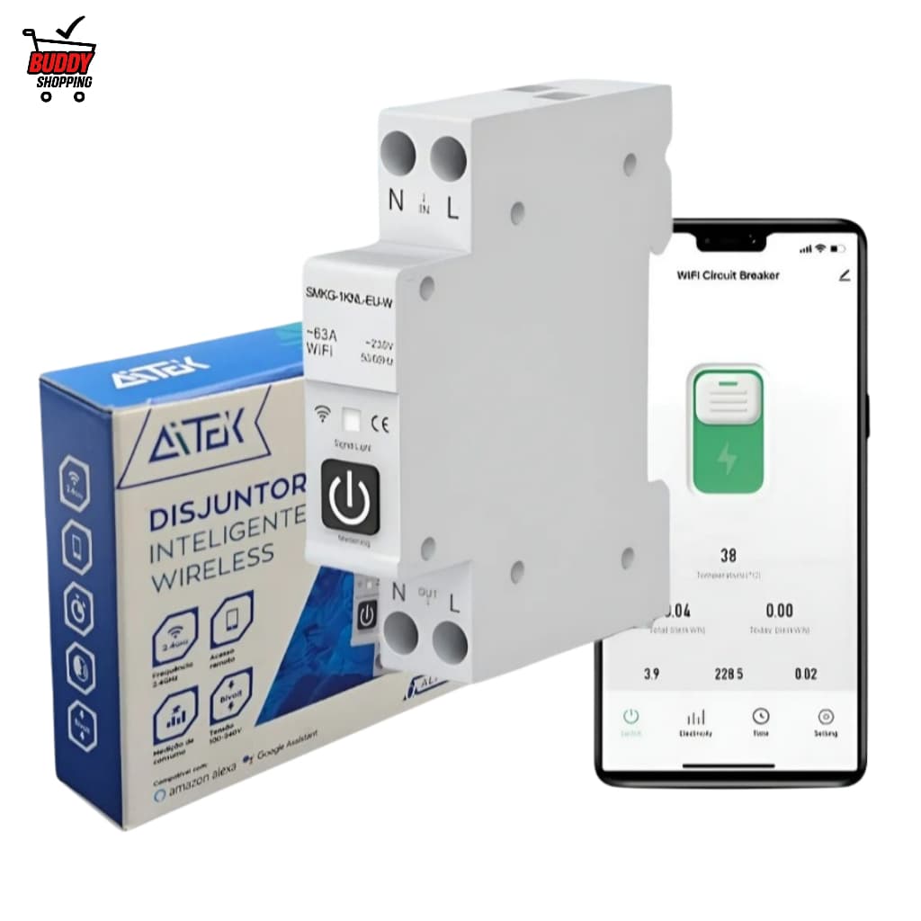 Disjuntor Wifi Interruptor Unipolar 110/220v 63a Automação