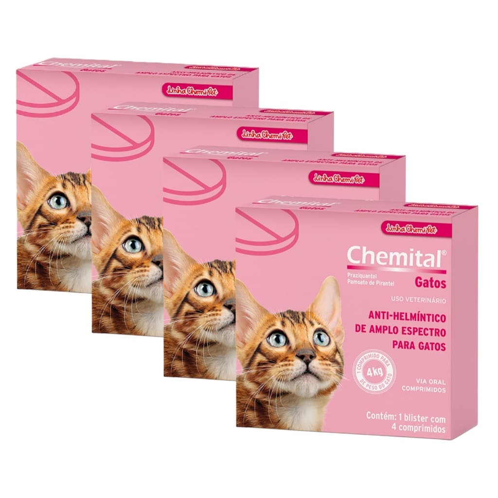 Chemital Chemitec Vermífugo para Gatos - 4 Comprimidos