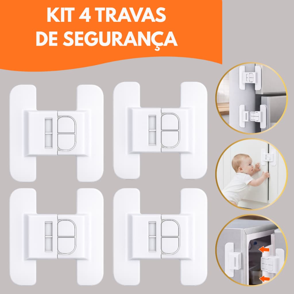 Kit 1/2/3/4 Trava de Segurança Infantil Geladeira Gaveta Armário Multiuso Fechadura Proteção Criança Antiabertura