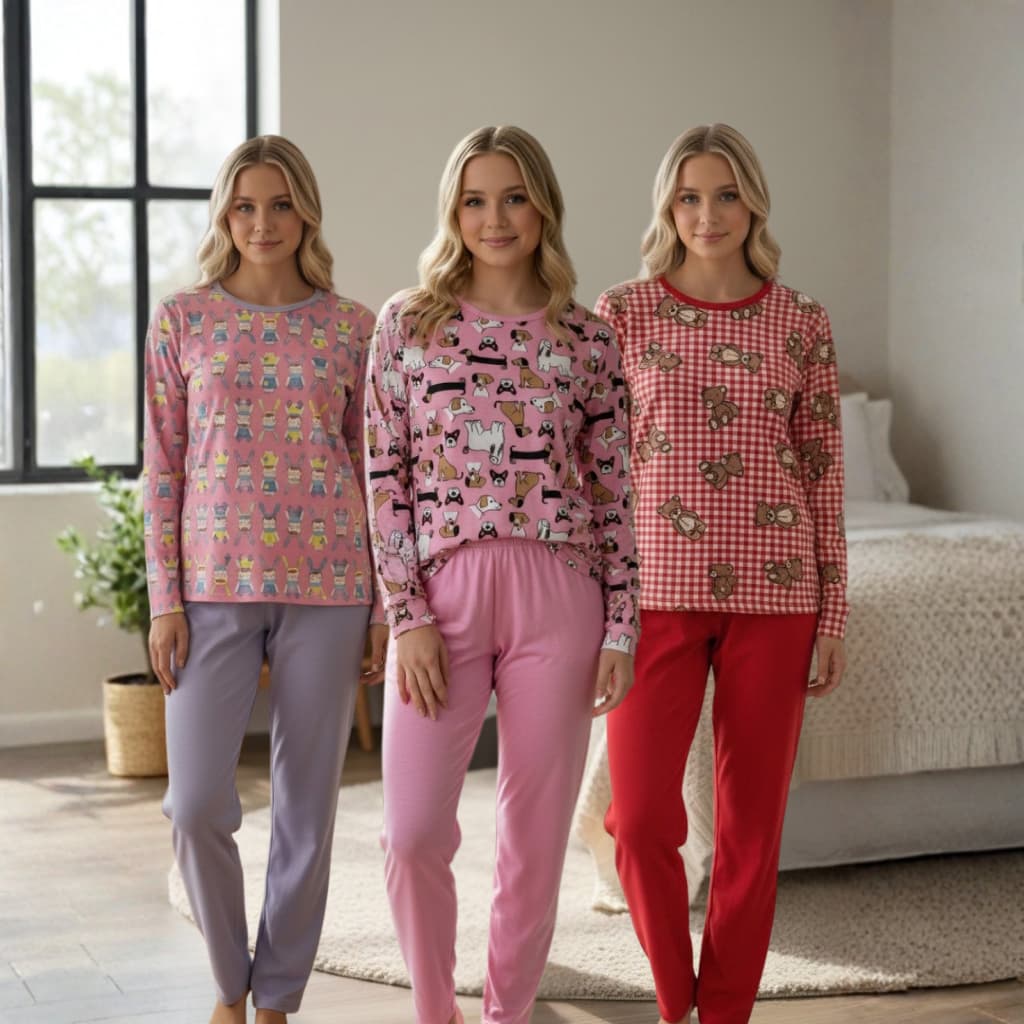 Kit Pijama Juvenil Inverno | Roupa Dormir Comprida Menina  | Pijama Infantil Feminino Tamanho 2 ao 16 anos