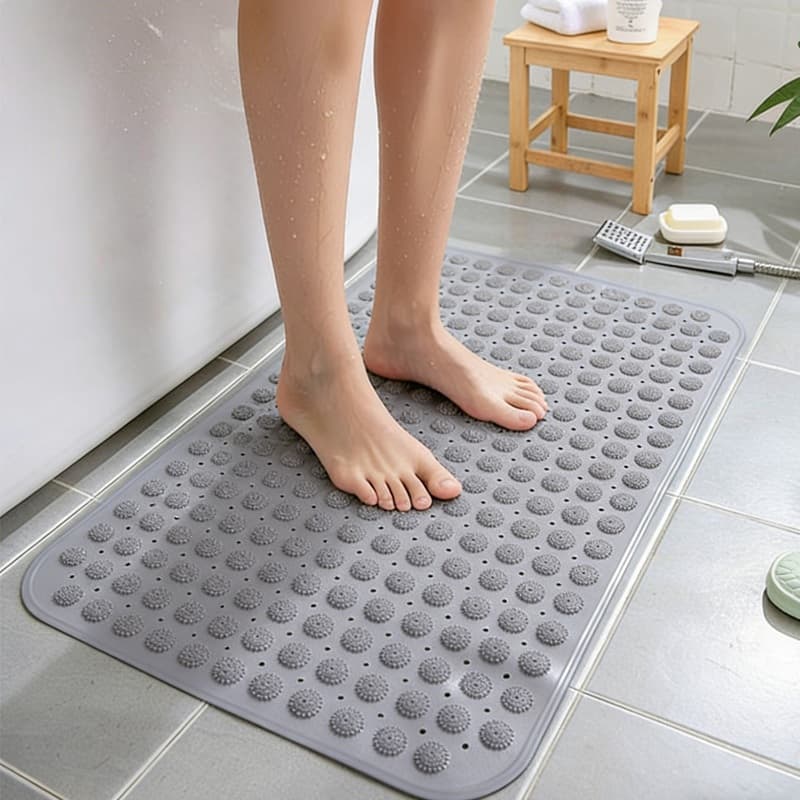 Tapete de Banho Antiderrapante com Ventosa e Pontos Texturizados - Antimofo, Massagem nos Pés e Drenagem Rápida 36x70cm
