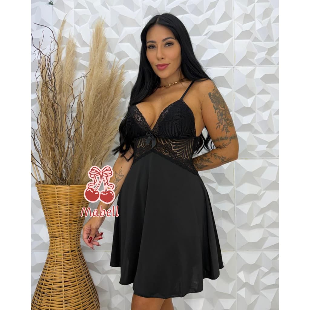 Camisola Carol Renda Conforto Tecido Poliamida Liganete (Não Acompanha Calcinha)