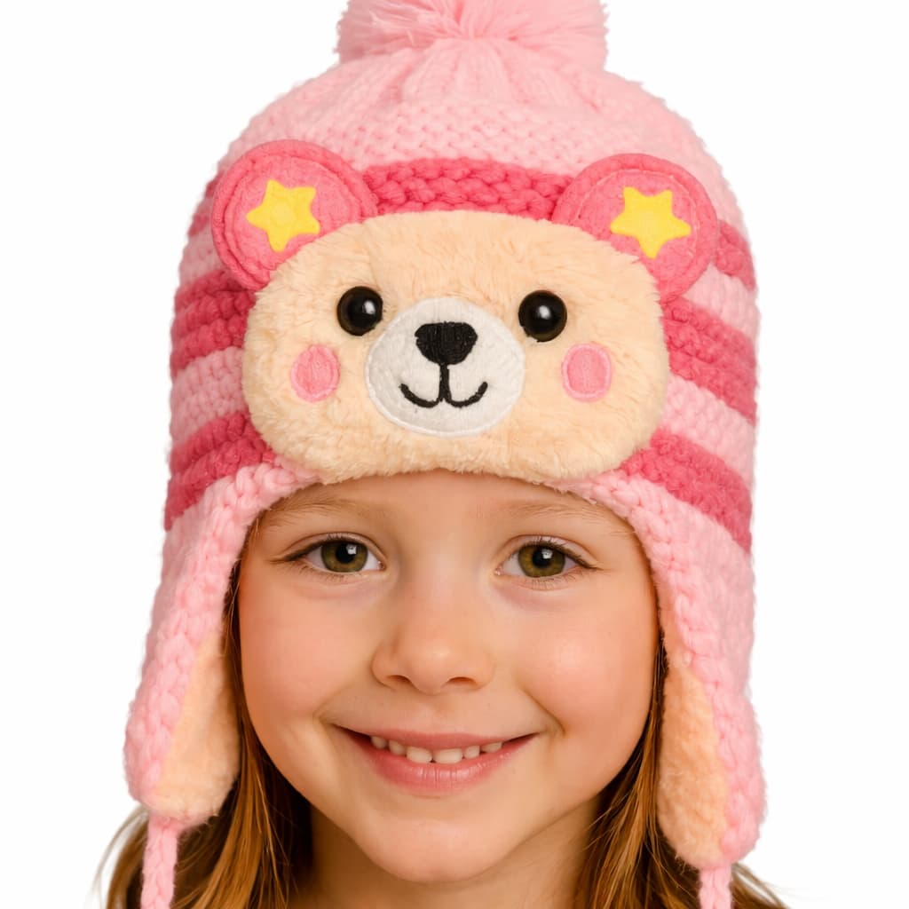 Touca Infantil Gorro de Bichinho Com Pompom Forrada