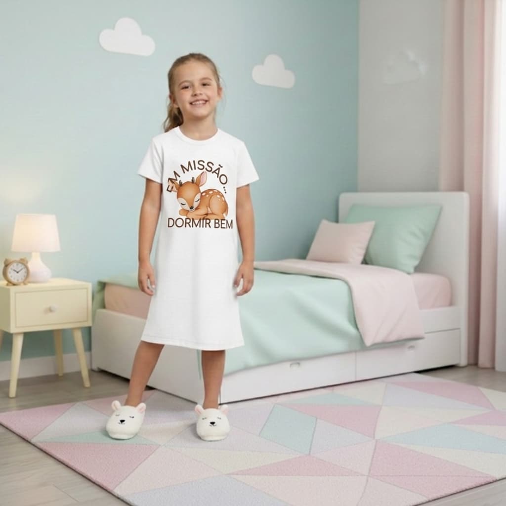 KIT 2 Camisolas Camisão Infantil Menina Malha Algodão Estampado Pijama Verão