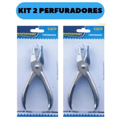 Kit 2 Perfurador Furador de Papel Alicate 1 Furo em Metal Aço Resistente MasterPrint