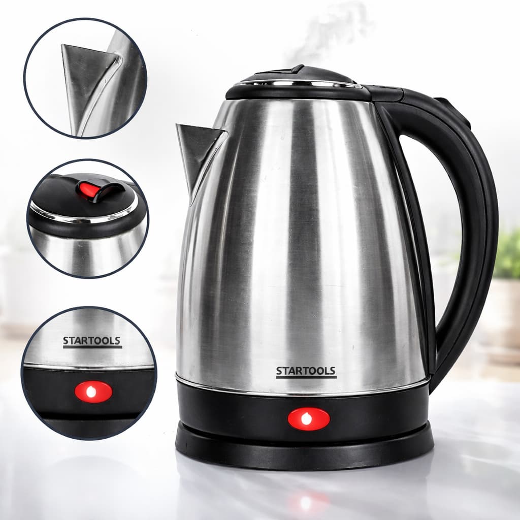 Chaleira Elétrica Inox Grande 2L 110V/220V Ferve Água Rápido Automática Cozinha