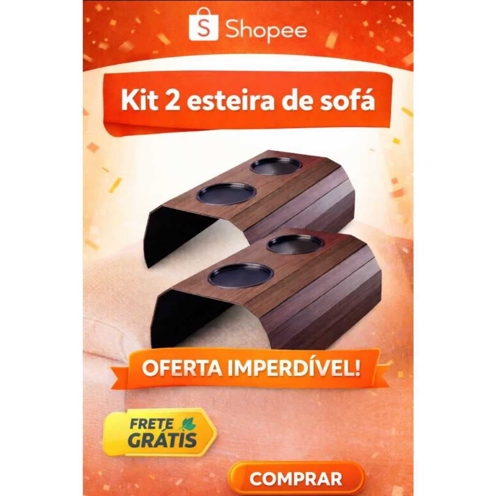 Kit 2 Esteiras Suporte Porta Copos Braço Sofá Apoio